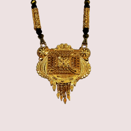 Handmade Brass Alloy Regal Dual Strand Black Bead Mangalsutra